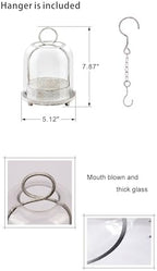 5"x7.5" Versatile Modern Metal Hurricane Lantern with Handmade Sturdy Glass Dome in Vintage White for 3" Pillar Candle & Plants, Industrial, Farmhouse, Shabby Chic - Image 2