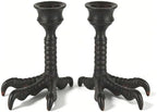 NIKKY HOME Gothic Clawfoot Taper Candle Holders Set of 2, Halloween Decor - Image 5