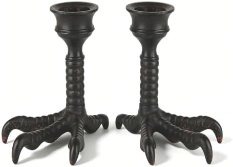 NIKKY HOME Gothic Clawfoot Taper Candle Holders Set of 2, Halloween Decor - Image 5