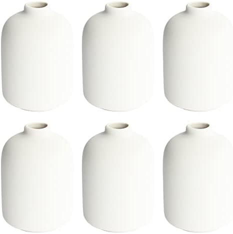 YANLING Small White Vase for Decor, 6 Pack Ceramic Vases for Pampas Grass by YANLING
