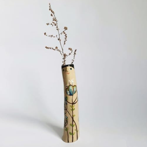 Spring Family Bud Vases, Resin Bohemian Family Vase, Girls Face Cute Hand Painted Character Vase for Home Decor Living Room Personalized Decor (4PCS) - Image 6