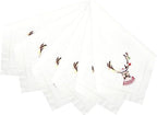 Embroidered Cloth Napkin Deer Christmas Cotton Napkins Set of 6, 20x20 Hemstitch Table Napkins Machine Washable, Daily & Christmas, Great Present Ideas by Unknown