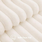 decorUhome Fall Faux Fur Throw Pillow Covers 26x26 Set of 2 Cream White - Image 3