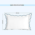 Ridhi White with Blue Scalloped 100% Cotton Throw Pillow Covers 20x36 Inch - Image 5
