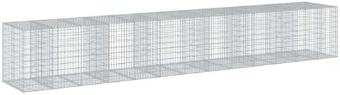 vidaXL Gabion Basket with Cover 255.9"x39.4"x39.4" Galvanized Iron - Image 7