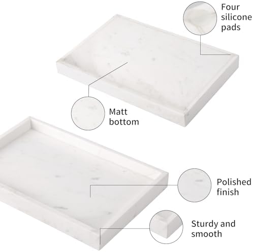 Marble Bathroom Vanity Tray, Jazz White, 12"x 8" x1.2" - Image 5