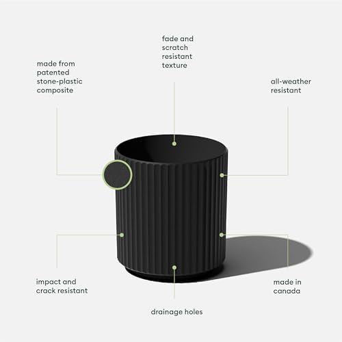 Veradek Demi Series Round Planter for Porch, Patio, Backyard | Durable Plastic-Concrete Material | Modern Décor for Tall Plants, Flowers - Image 2