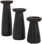Deco 79 Mango Wood Decorative Candle Holder Pillar Candle Stand, Set of 3 Candlestick Holder 10", 6", 8" H, Black - Image 2