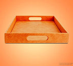 Home Redefined 17.5"x12" Rectangle Orange Faux Leather Decorative Tray - Image 4