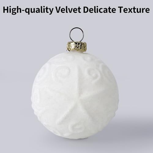 Garvee 25 Pcs Christmas Ball Ornaments, 2.36 in Beige Velvet Flocked Xmas Holiday Ball Set, Shatterproof & Lightweight Plastic Christmas Decorations for Trees Parties - Image 4