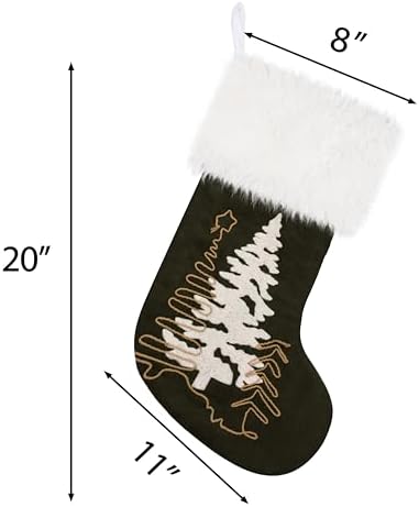 GEX Christmas Stockings 6 Pack for Family Soft Suede with Rope Stitch Embroidery Large 20" Fluffy Faux Fur Rustic Farmhouse Country Stockings for Xmas Fireplace Decoration (Set of 6) - Image 5