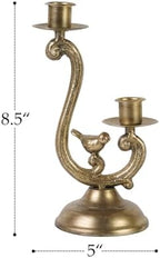 NIKKY HOME Vintage Gold Bird Candelabra, 2 Arm Metal Taper Candle Holder - Image 6
