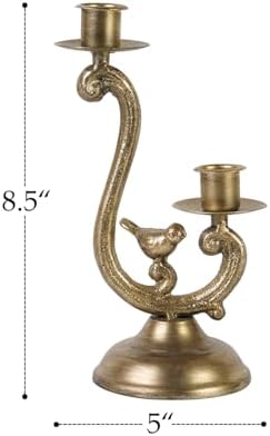NIKKY HOME Vintage Gold Bird Candelabra, 2 Arm Metal Taper Candle Holder - Image 6