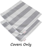 Outdoor/Indoor Sunbrella Throw Pillow Cover Only Square Set of 2 Pieces 20 inch x 20 inch Cabana Granite/Gray Stripe - Insert Not Included - Image 2