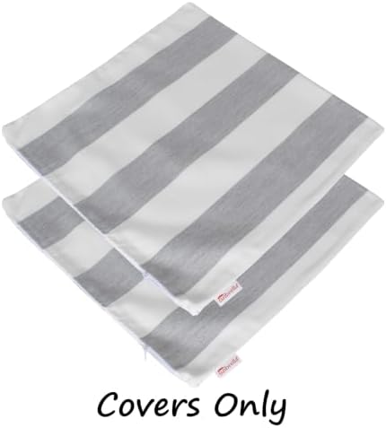 Outdoor/Indoor Sunbrella Throw Pillow Cover Only Square Set of 2 Pieces 20 inch x 20 inch Cabana Granite/Gray Stripe - Insert Not Included - Image 2