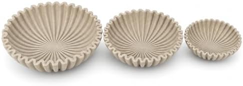 YMXYJM Decorative Bowl Set of 3, Fluted Resin Bowls for Home Decor, Beige - Image 7