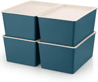 Menkxi 4 Pcs Storage Bins with Lids, Blue, Large by Menkxi