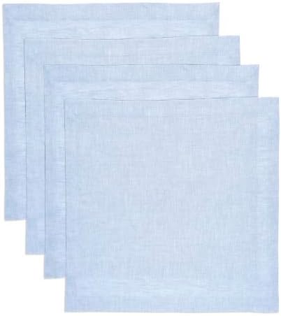 Solino Home 100% Pure Linen Placemats Blue, Athena 14 x 14 in, Set of 4 by SolinoHome