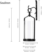 Hanging Hurricane Glass Wall Sconce Candle Holder Black Metal Wall Decorations Set of 2 HLJ15-291B2 - Image 2