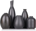 Black Ceramic Bud Vases Set of 5, Farmhouse & Mantle Decor, Home Decoration for Living Room, Kitchen & Office, Coffee Table Decor, Bulk Bud Vases by QIANLING