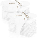 TURSTIN 24 Pieces Cotton Linen Cloth Napkin Handmade Cloth Napkin with Fringe 17 x 17 Inch Soft Cloth Dinner Wedding Napkin Square Rustic Fringe Table Napkin for Parties, Weddings, Ivory White by TURSTIN