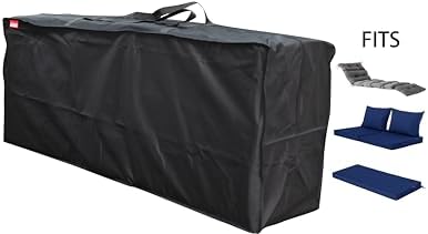 Outdoor Rectangular Cushion/Cover Storage Bag, Protective Zippered Storage Bags with Handles, 60"X20"X28" Black - Image 4