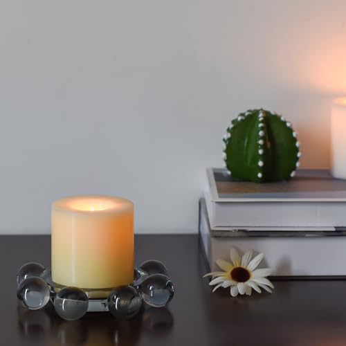Crystal Bubble Candle Dish, Round Pillar Candle Holder Plate Stand for Table Centerpieces, Modern Decorative, Home, Party, Wedding Decor (Advanced Grey) - Image 6