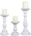 Mela Artisans Tuli Mango Wood Candle Holders - Shabby White, Set of 3 by MelaArtisans