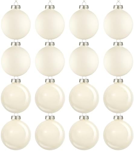 Hollowfly 16 Pcs 2.36 Inch Wool White Glass Ball Christmas Tree Ornaments by Hollowfly