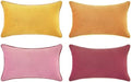 MONDAY MOOSE Decorative Throw Pillow Covers Cushion Cases, Set of 4 Soft Velvet Modern Double-Sided Designs, Mix and Match for Home Decor, Pillow Inserts Not Included (12x20 inch, Yellow/Pink) by MondayMoose