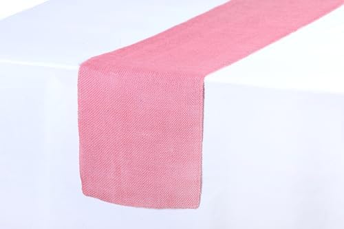 MDS® Pack of 10 Natural Burlap Table Runner, 12 x 108 Inch, Jute Rustic Farmhouse Boho Table Decor for Wedding Reception, Dining Table, Bridal Shower, Baby Shower & Party Decorations - Pink - Image 3