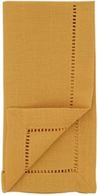 SARO LIFESTYLE Classic Hemstitch Cloth Napkins (Set of 12) - Elegant Everyday Dinner Napkins with Textured Fabric and Hemstitched Border for Dining Tables and Formal Entertaining, 18"x18", Mustard - Image 2