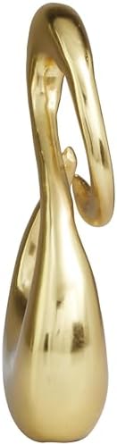 Deco 79 Aluminum Metal Abstract Decorative Sculpture Swirl Home Decor Statue, Accent Figurine 7" x 3" x 12", Gold - Image 4
