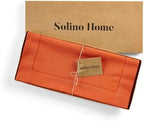 Solino Home Cotton Linen Table Runner Burnt Orange Hemstitch, 14 x 90 in - Image 4