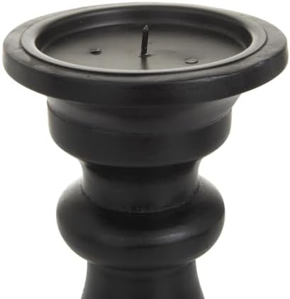 Deco 79 Mango Wood Decorative Candle Holder Turned Style Pillar Candle Stand, Set of 3 Candlestick Holder 10", 8", 6"H, Black - Image 5