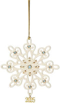 Lenox Ornament, 2025 Gemmed Snowflake Ornament, Porcelain with Gold Accents and Blue Gemstones, Christmas Tree Decorations, Christmas Decoration, Gold Cord for Hanging Included (Cream, 1 Piece) by Lenox