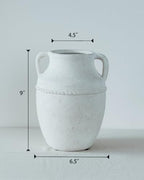 9" Vintage Ceramic Vase with Handles, Rustic Farmhouse Home Decor - Image 2