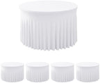 Fitted White Spandex Table Skirts for Wedding Party,72 Inch Round,4 Pack by HolidayIdeas