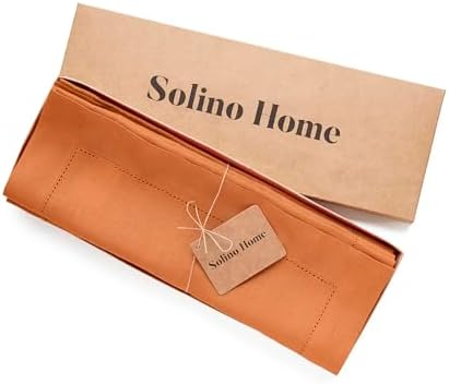 Solino Home 100% Pure Linen Woven Placemats Pumpkin, 14 x 19 in, Set of 4 - Image 3