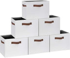 GhvyenntteS 6 Pack Large Fabric Storage Bins with Handles, 15x11x9.6 Inch Storage Baskets for Shelves, Foldable Closet Storage Bins for Shelves, Closet Organizers and Storage Boxes, White by GhvyenntteS