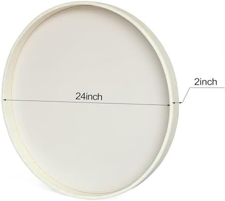 HofferRuffer Large Round Serving Tray 24'', Elegant Faux Leather Circle Ottoman Table Tray, Serve Tea Coffee Breakfast in Bedroom Living Room Kitchen (White, 24'') - Image 2
