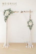 Artificial Wedding Arch Flowers Kit(Pack of 3),2Pcs Artificial Flower Arch Decor,1Pcs Sheer Drape for Wedding Ceremony Arbor for WeddingCeremony (White Rose Wedding) - Image 2
