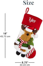 Let's Make Memories Personalized Christmas Stocking - Stockings for Family - Embroided - 3-D Plush - Christmas Decor - 8"x18" - Candy Cane Family - Reindeer - Image 6