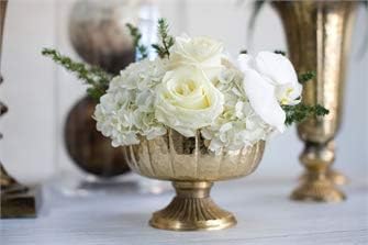 Afloral Distressed Gold Metal Compote Bowl - 8" Wide - Image 3