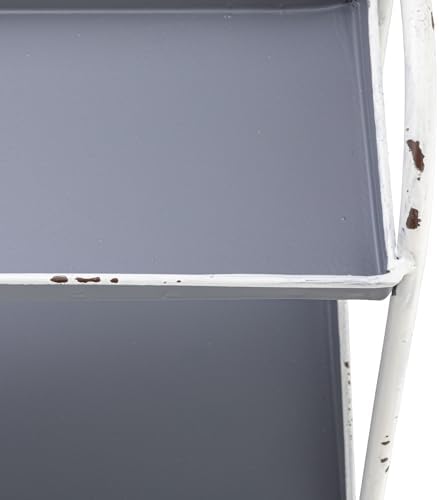 Creative Co-Op Heavily Distressed 3-Tier Metal Tray with White Frame & Rim, Grey - Image 7