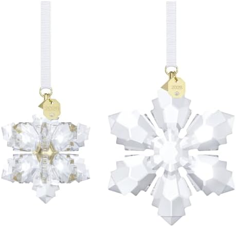 Swarovski Annual Edition 3D Ornament Set 2026, Crystal Snowflake, Clear, Star Shape, 2 Piece Collectible Holiday Decoration, Amazon Exclusive by Unknown