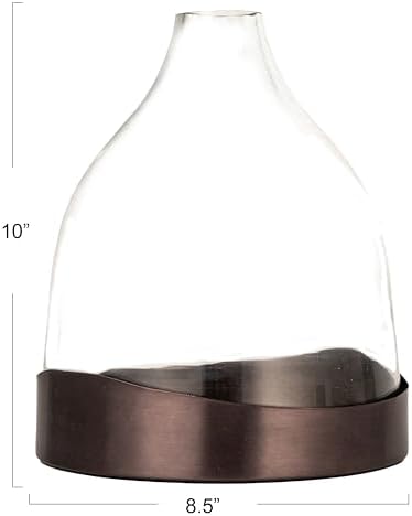 Creative Co-Op Sophisticated Glass Cloche with Metal Tray, Clear and Black Nickel - Image 2