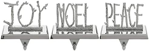 Christmas Stocking Holder Set – Joy Noel Peace Stocking Holders for Mantle – Nickel-Plated Hangers for Christmas Stockings and Decorations – Sturdy Christmas Decorations for Fireplace by Unknown