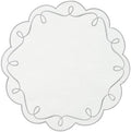 15 Inch Ribbon Twirl Embroidery Round Placemats Set of 4, Scalloped Round Table Mats for Party Kitchen Dining Decoration, Gray by OPEXSCAL