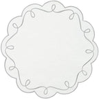 15 Inch Ribbon Twirl Embroidery Round Placemats Set of 4, Scalloped Round Table Mats for Party Kitchen Dining Decoration, Gray by OPEXSCAL
